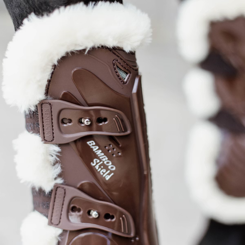 Kentucky Vegan Sheepskin Tendon Boots Bamboo Shield - Brown-5