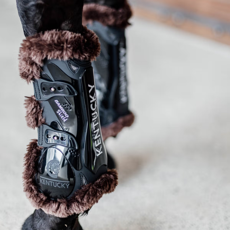 Kentucky Vegan Sheepskin Tendon Boots Bamboo Shield - Black/Brown-5