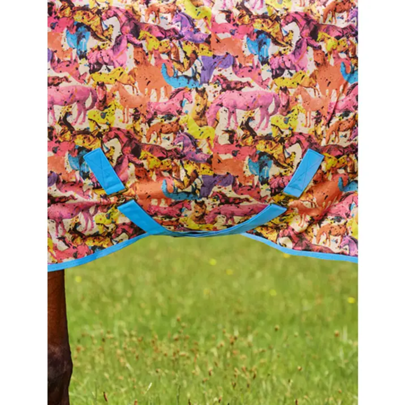 Saxon Mesh Combo Neck - Technicolour Horses Print-5