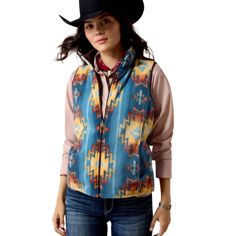 Ariat Women's Dilon 2.0 Reversible Insulated Vest - Chocolate Plum/Lakeside Southwest-1