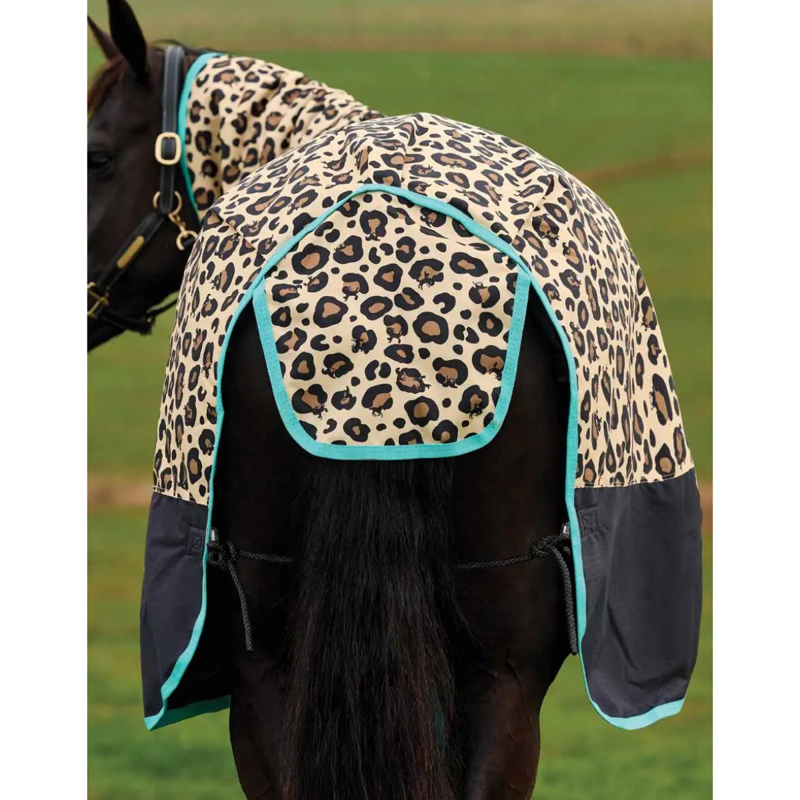 Saxon Defiant 600D Combo Neck Medium Turnout Rug - Leopard Print-5