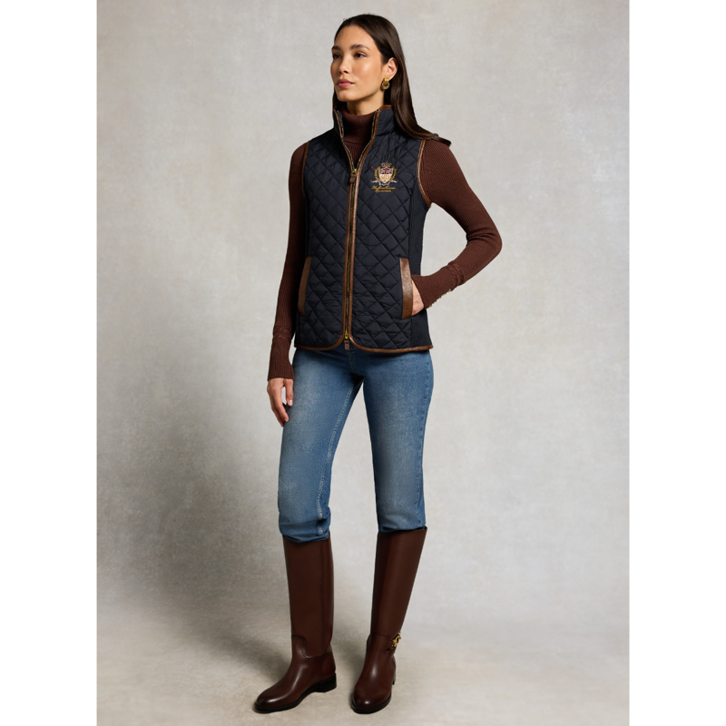 Holland Cooper Boughton Diamond Quilt Gilet - Ink Navy-3