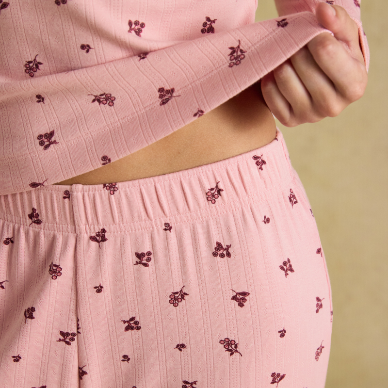 Joules Ladies Pointelle Set Pyjamas - Pink Floral-3