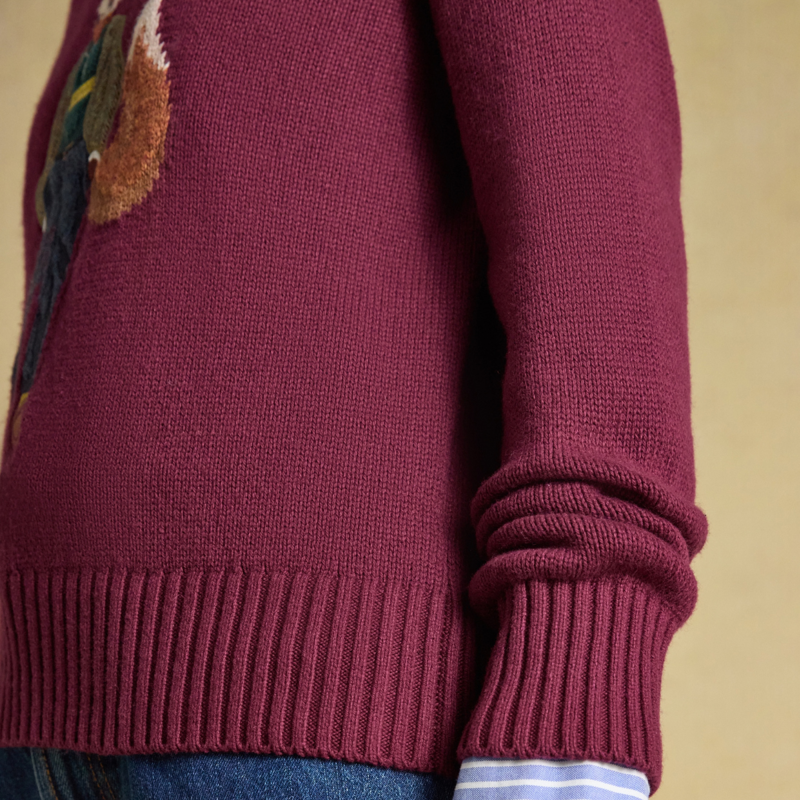 Joules Ladies Jonty Knit Jumper - Burgundy Red-4