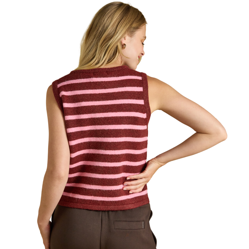 Joules Ladies Holly Button Through Knitted Vest - Pink Stripe-2