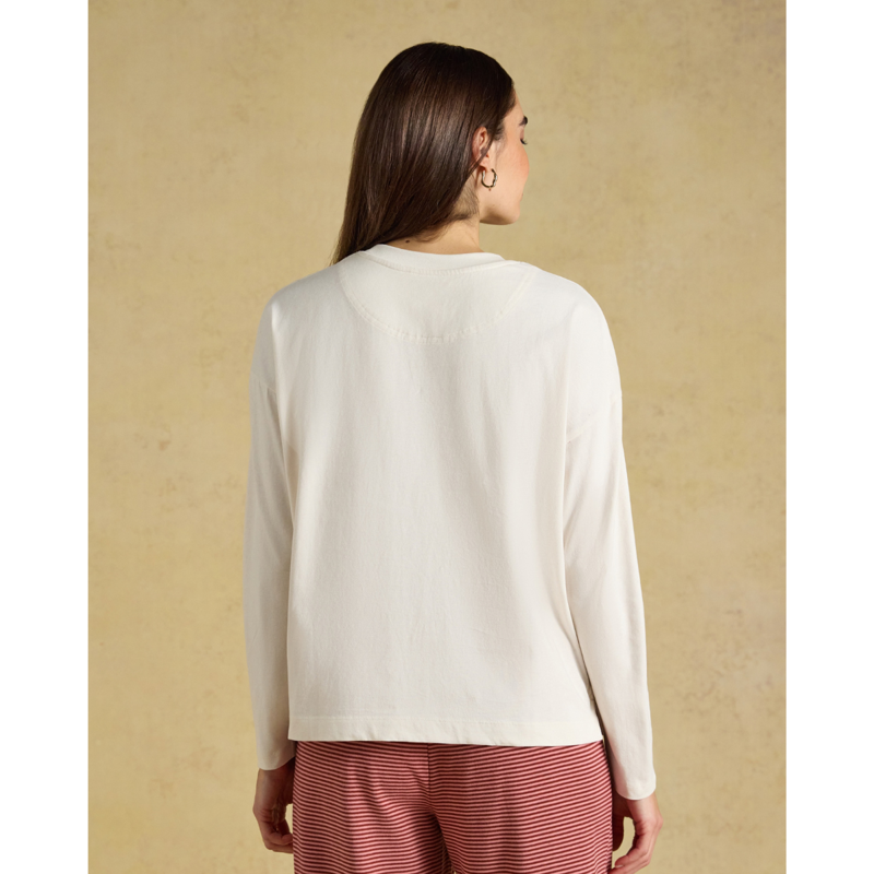 Joules Ladies Long Sleeve PJ Jersey Top - Cream-2