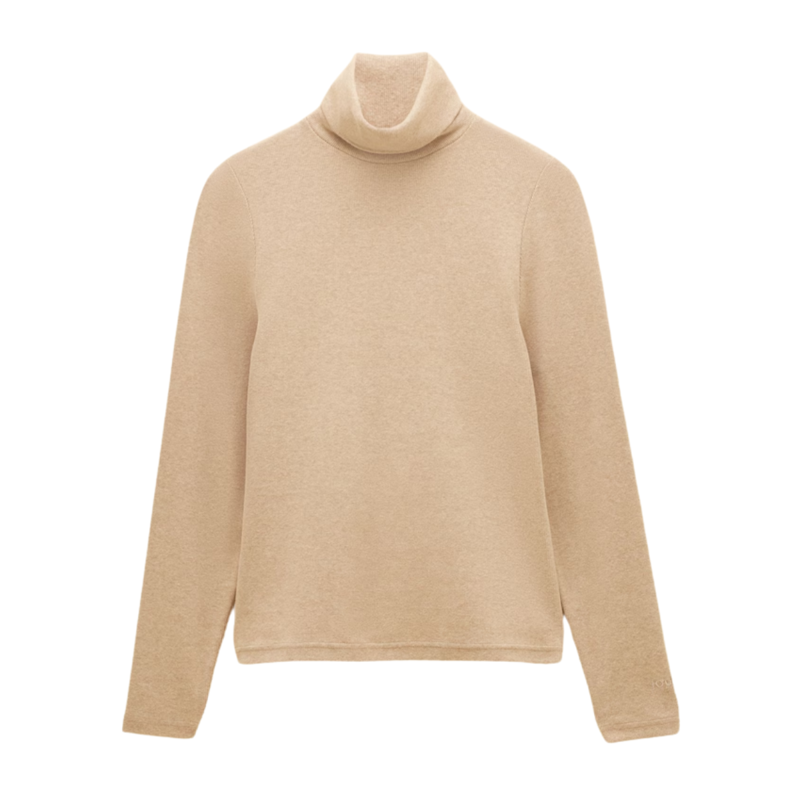 Joules Ladies Warm Handle Rib Roll Neck T-Shirt - Oat Meal-4