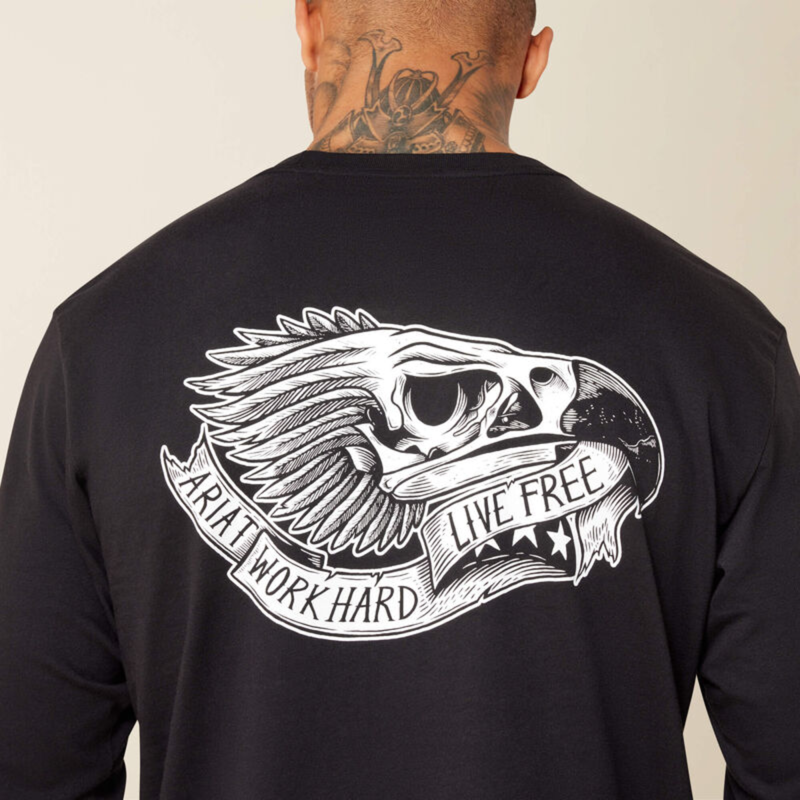 Ariat Men's Rebar Cotton Strong Eagle Skull Long Sleeve T-Shirt - Black-4