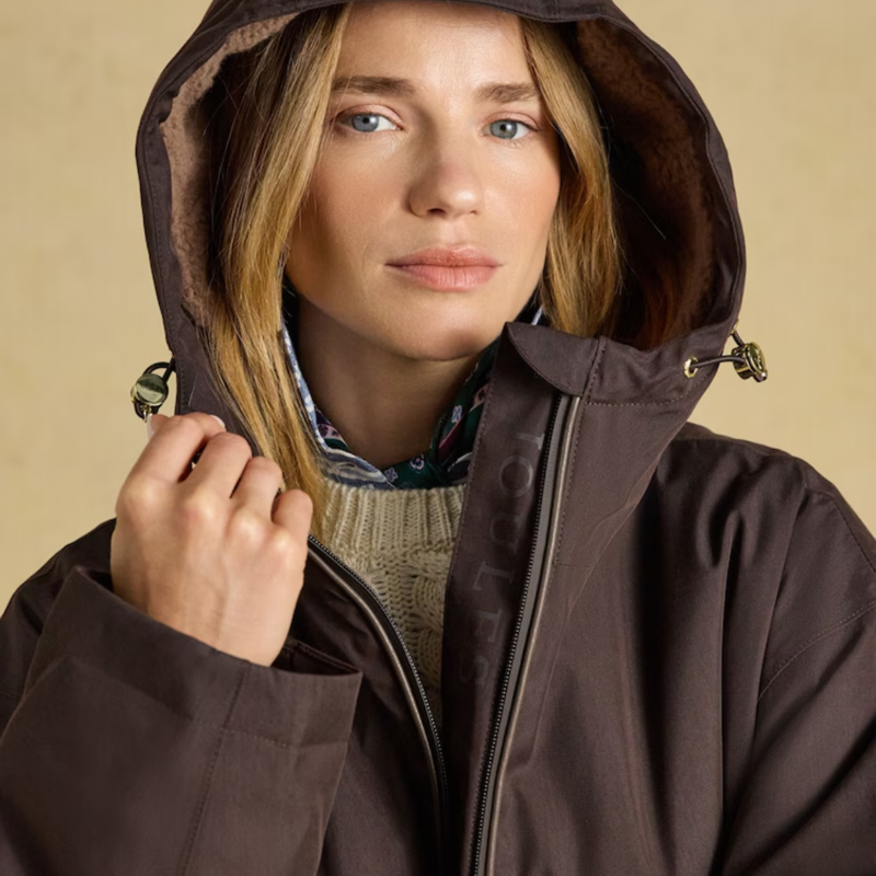 Joules Ladies Coverall Coat - Chocolate Brown-5
