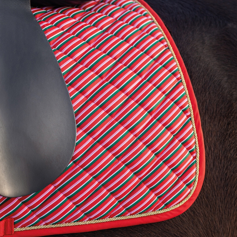 QHP Christmas AP Saddle Pad - Jolly Stripe-3