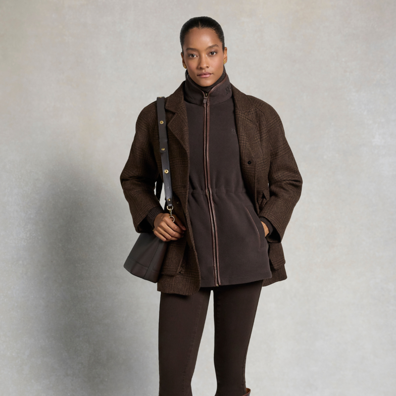 Holland Cooper Country Longline Fleece Gilet - Chocolate-1