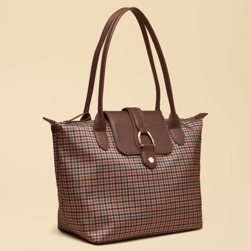 Joules Edie Zip Top Shopper Bag - Neutral Check-2