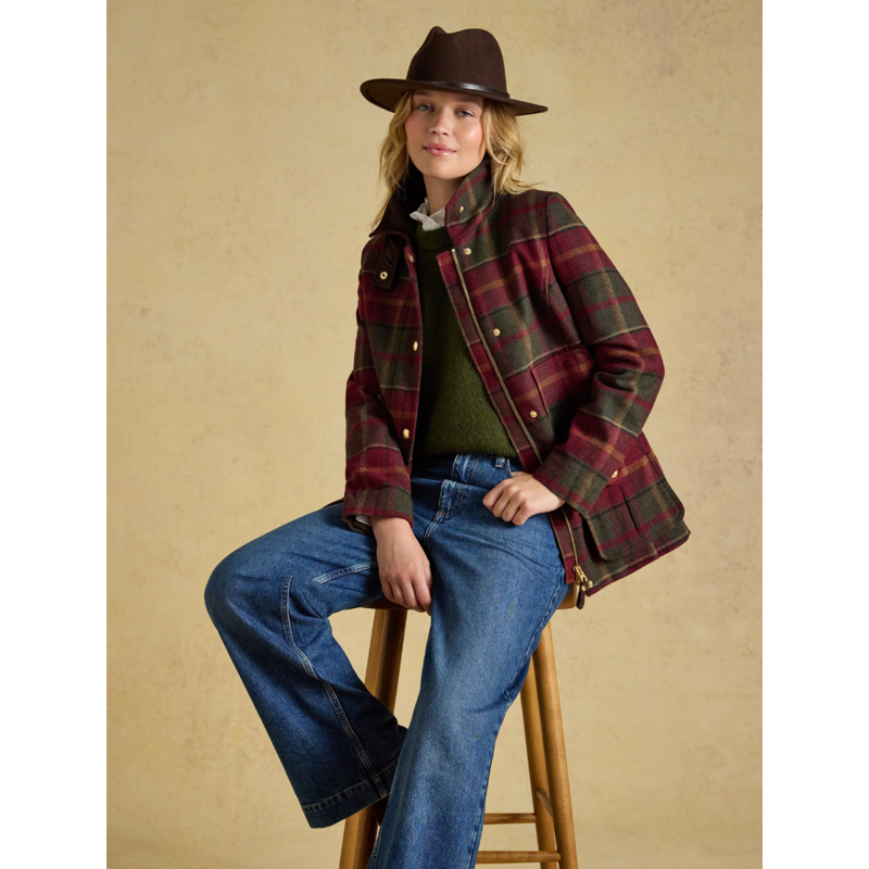 Joules Ladies Classic Fieldcoat - Red Check-3