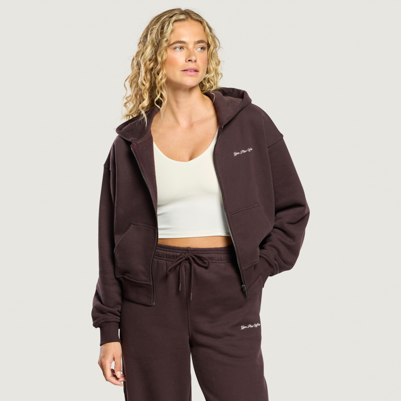 Gym + Coffee Women's Daily Zip Hoodie - Mocha Bean