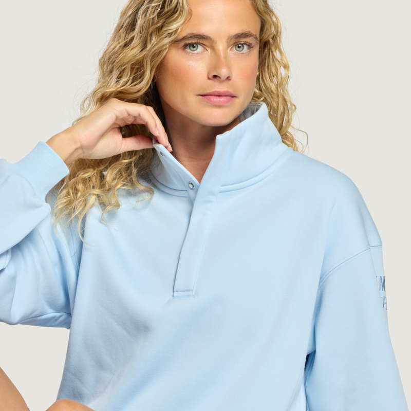 Gym + Coffee Women's Daily Snap Collar Sierra Sweatshirt - Glacial Blue-4
