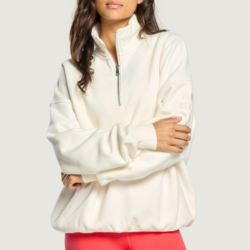 Gym + Coffee Women's Sierra Half Zip Sweatshirt - Warm White-3