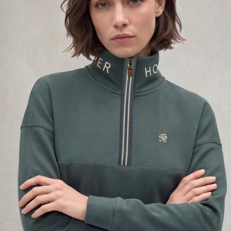 Holland Cooper Windsor Quarter Zip Sweat - Ivy Green-2
