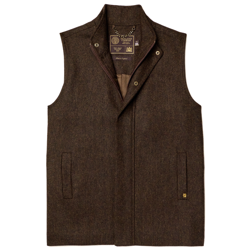 Holland Cooper Men's Country Classic Tweed Gilet - Chocolate Herringbone-6