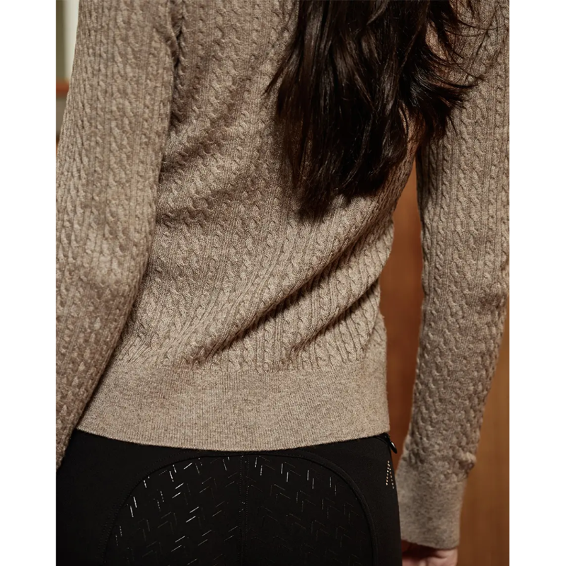 WeatherBeeta Cable V-Neck Pullover - Taupe Marle-6