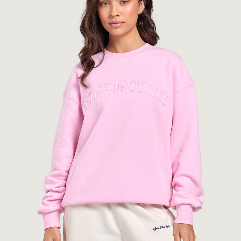 Gym + Coffee Women's Daily Relaxed Fit Crewneck - Pink Blossom-2