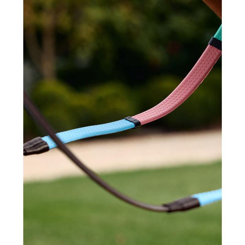 Dublin Pastel Rainbow Reins - Brown/Multi-4