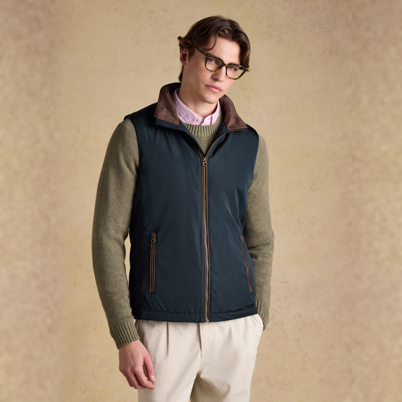 Joules Men's Farnham Padded Fleece Lined Gilet - Navy