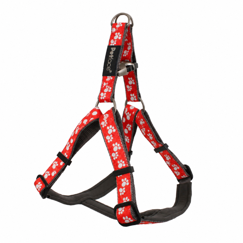 Petface Signature Padded Harness - Red Paws