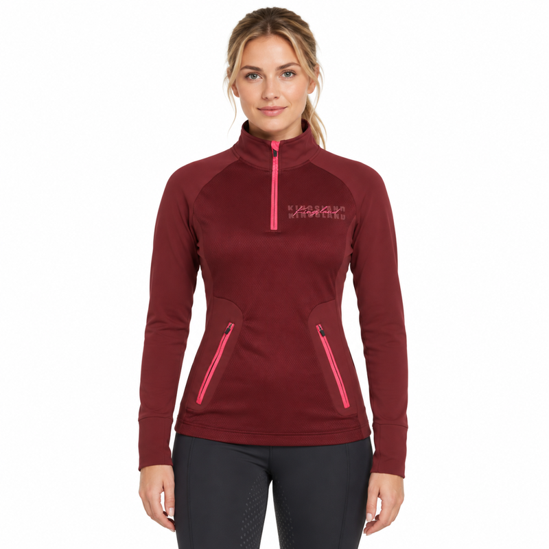 Kingsland KLoksana Ladies Long Sleeve 1/2 Zip Shirt - New KL Burgundy