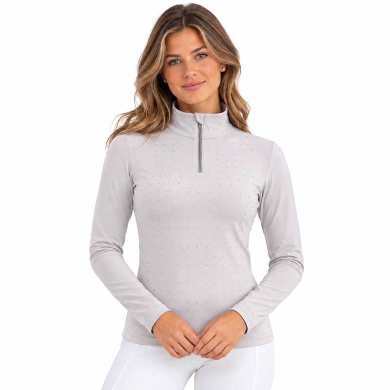 Imperial Riding Ladies Belle Sparkle Melange Top - Taupe Melange