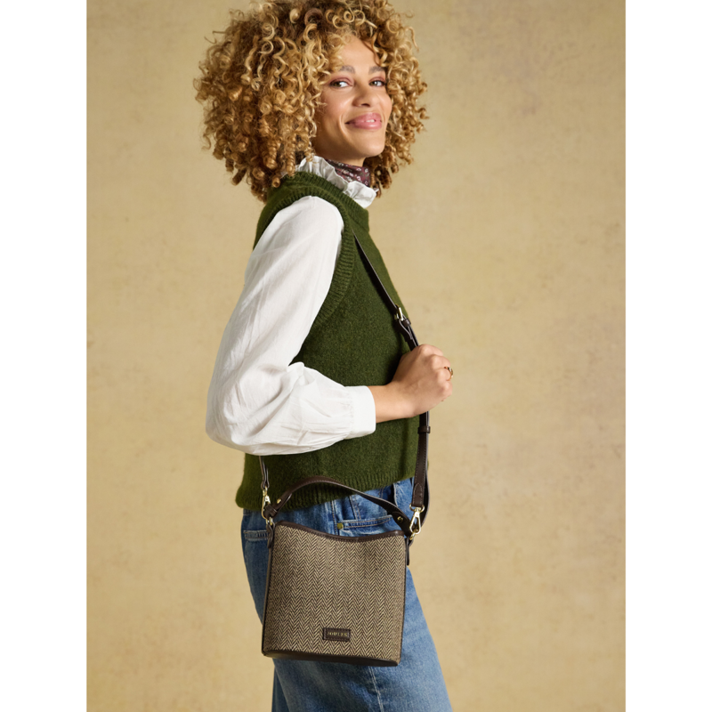 Joules Bucket Bag - Neutral Herringbone-7