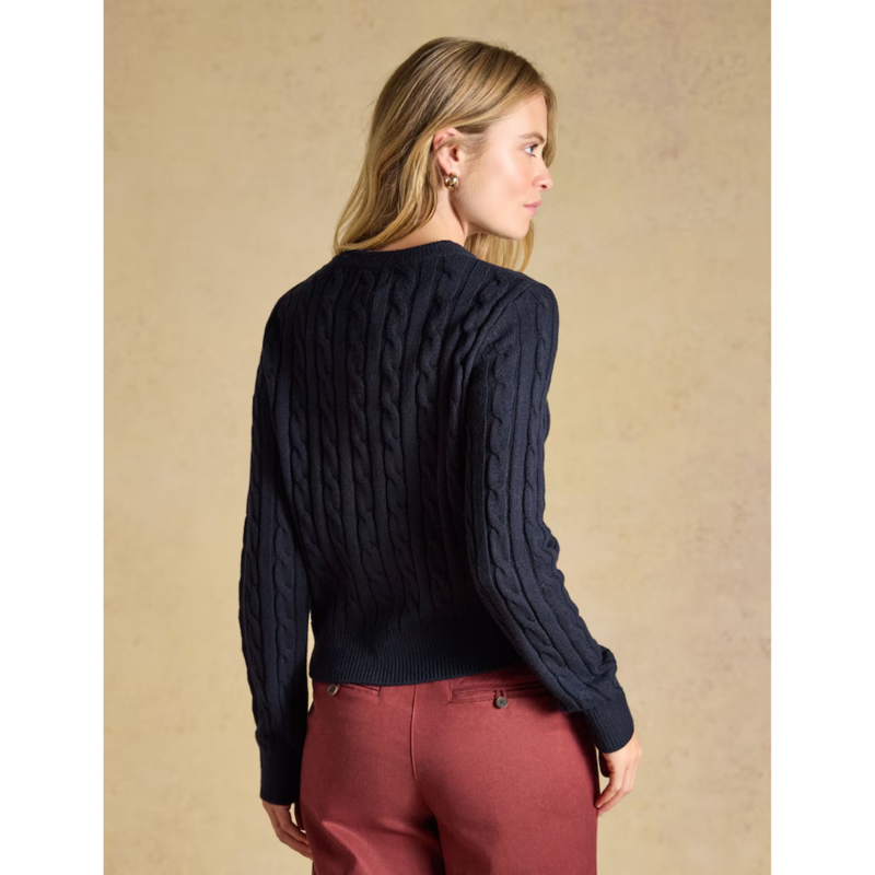 Joules Ladies Cable Cardigan - Navy-1