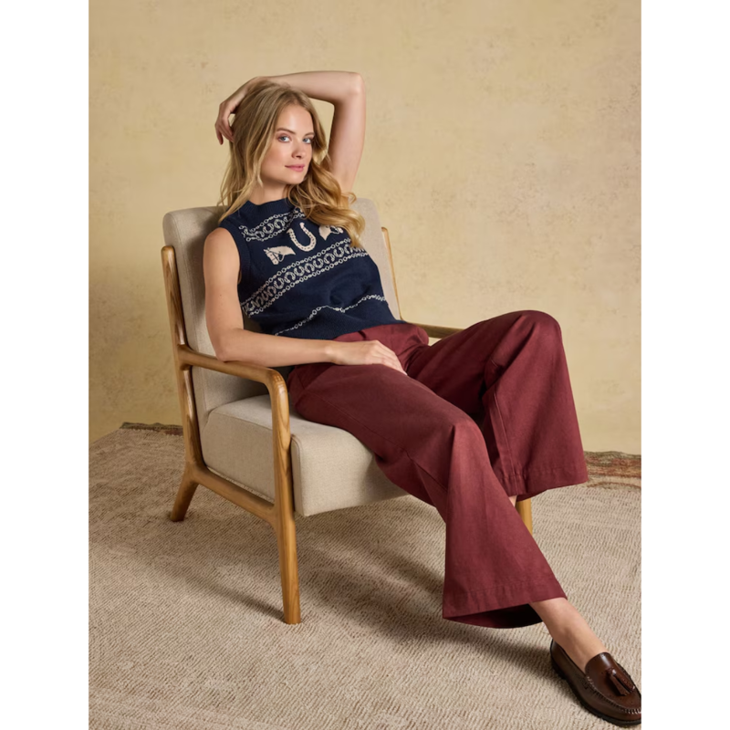 Joules Ladies Horse Icon Knit Vest - Navy-7