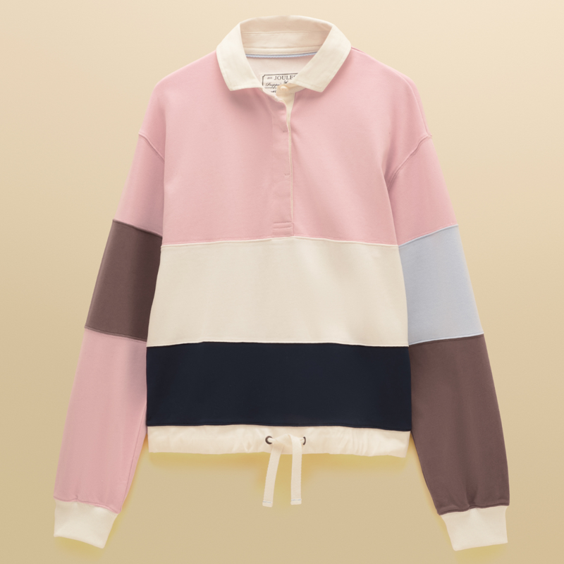 Joules Ladies Jersey Deck Shirt - Pink/Blue Hotchpotch-6