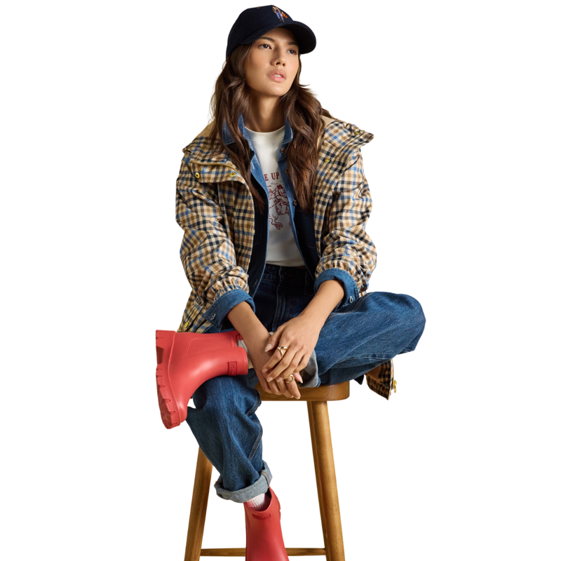 Joules Ladies Everdry Coat - Tan Check-7