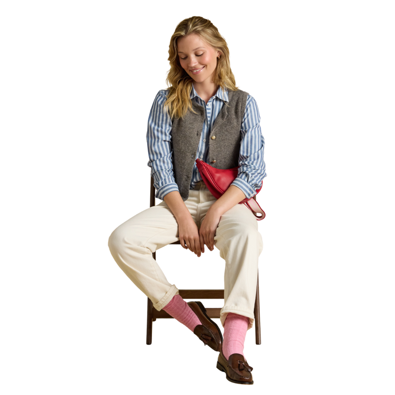 Joules Ladies Holly Button Through Knitted Vest - Brown-6