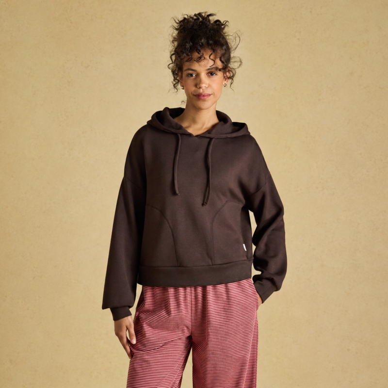 Joules Ladies Luxe Club Hoodie - Chocolate Brown