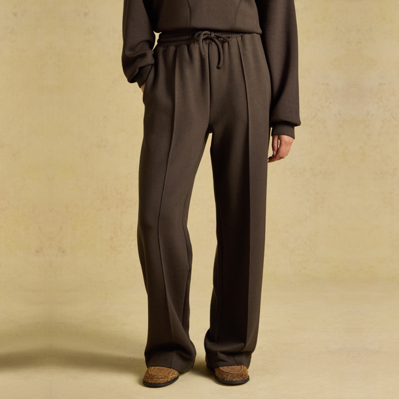 Joules Ladies Luxe Club Wide Leg Jogger - Chocolate Brown
