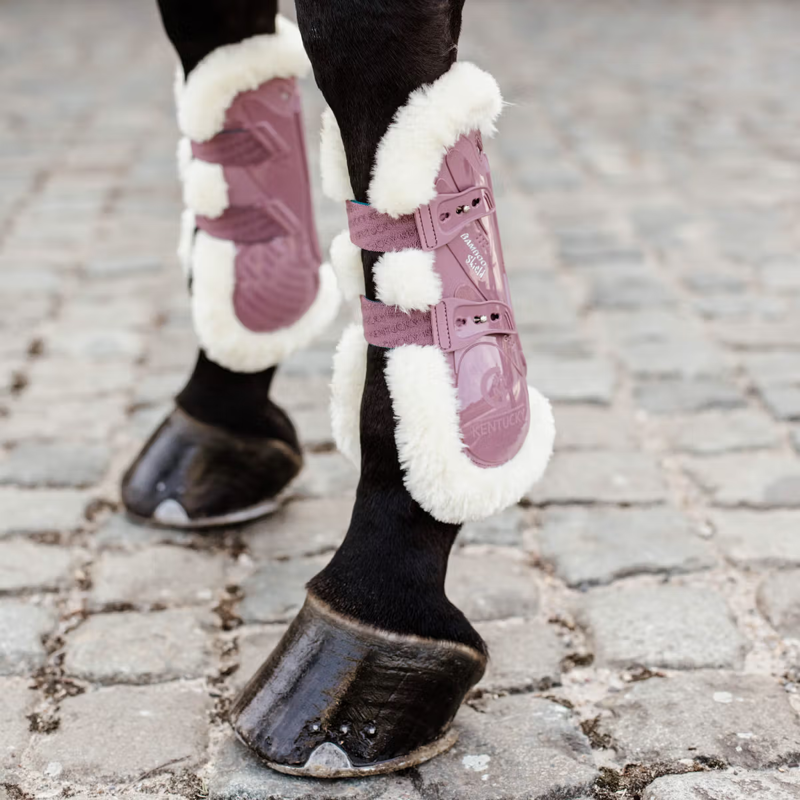 Kentucky Vegan Sheepskin Tendon Boots Bamboo Shield - Old Rose-5