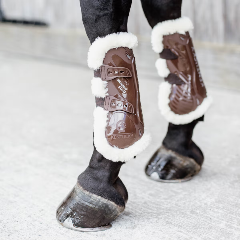 Kentucky Vegan Sheepskin Tendon Boots Bamboo Shield - Brown-6