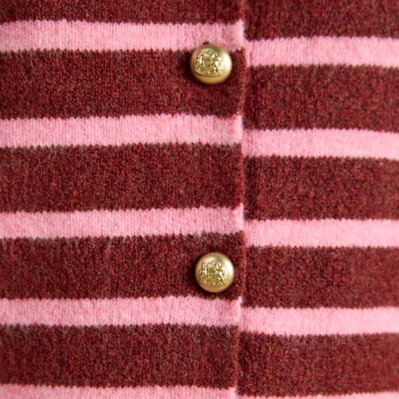 Joules Ladies Holly Button Through Knitted Vest - Pink Stripe-6