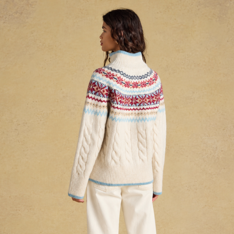 Joules Ladies Allaway Quarter Zip Jumper - Cream-1