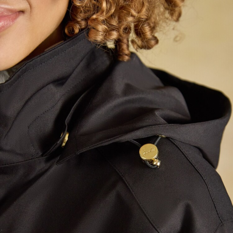 Joules Ladies Stormwell Hooded Waterproof Raincoat - Black-5