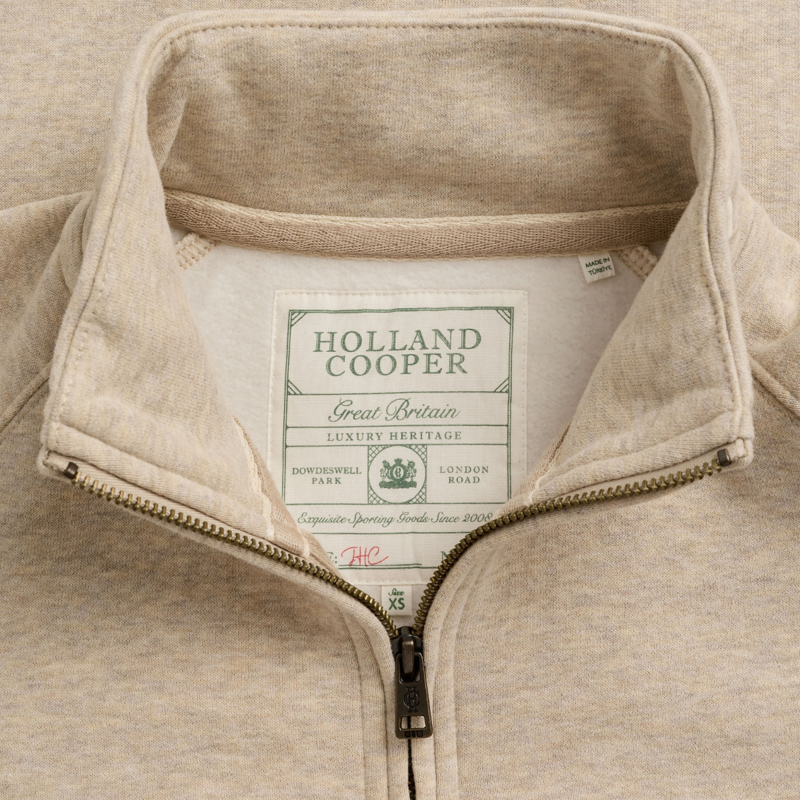 Holland Cooper Sporting Goods Zip Henley - Oatmeal Marl-7