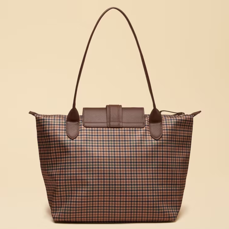 Joules Edie Zip Top Shopper Bag - Neutral Check-3