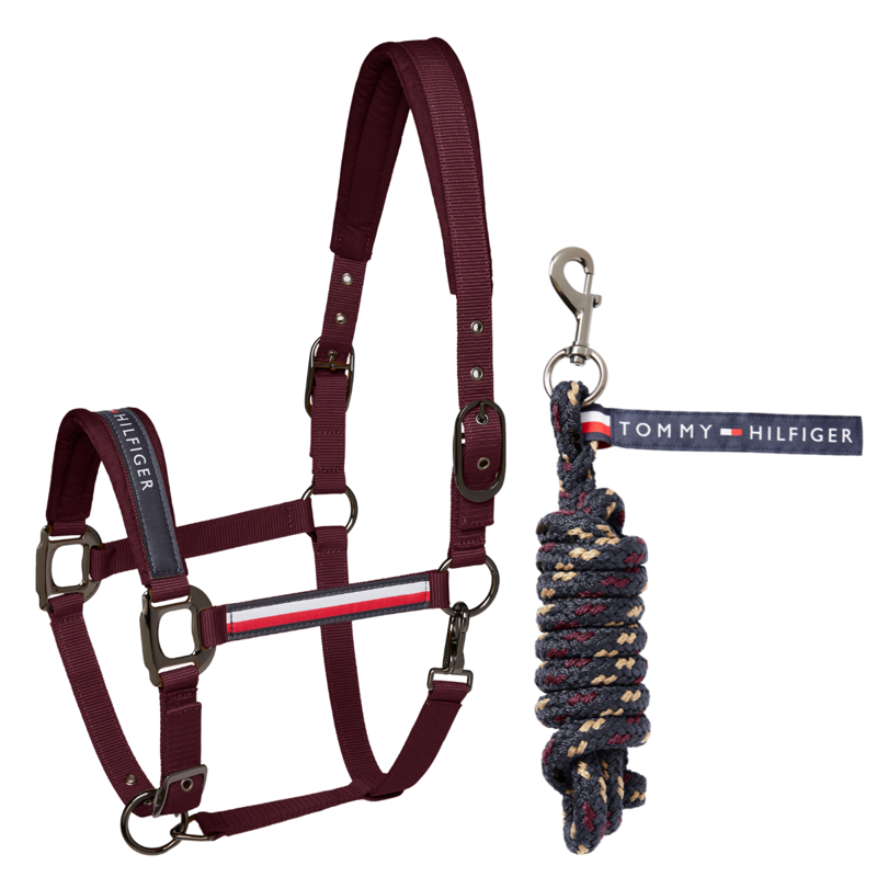 Tommy Hilfiger Yale Headcollar and Rope Set - Deep Burgundy