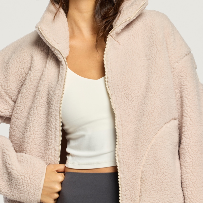 Gym + Coffee Women's Industry Fleece High Collar Jacket - Natural-9