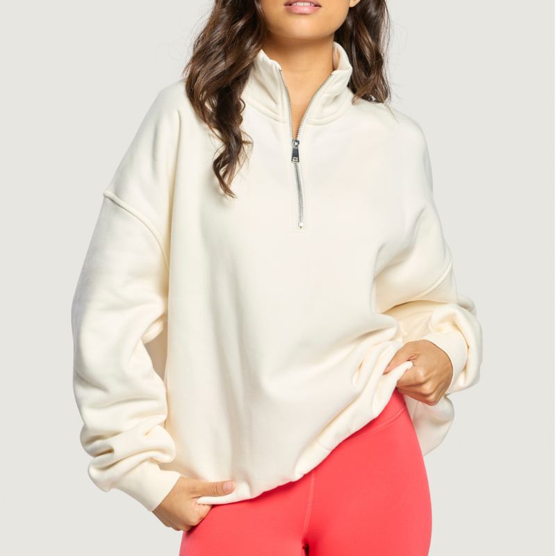 Gym + Coffee Women's Sierra Half Zip Sweatshirt - Warm White-2