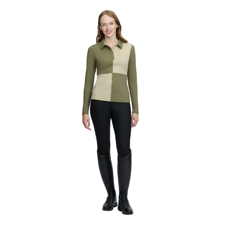 LeMieux Harlequin Rugby Shirt Base Layer - Willow/Pear-6