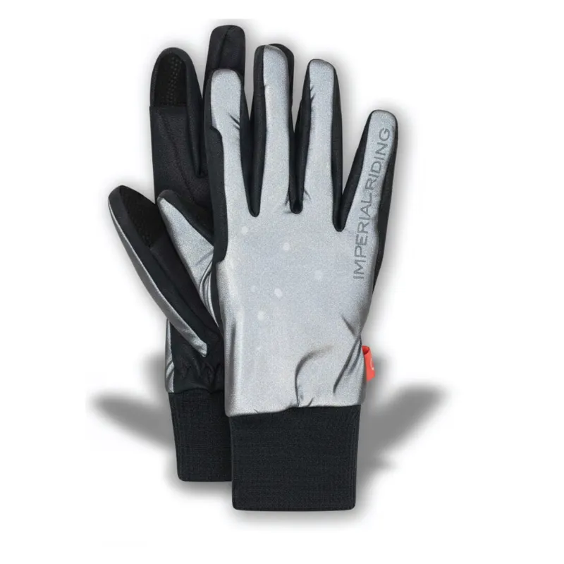 Imperial Riding Ladies Hide and Shine Hi-Viz Gloves - Black/Reflective