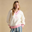 Joules Ladies Varsity Embroidered Sweatshirt - Cream